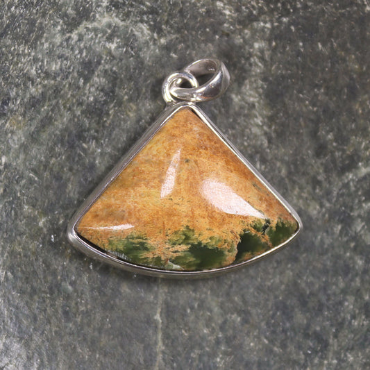 Sterling Silver Greenstone Pendant carved from Flower Jade Pounamu - NZ Greenstone