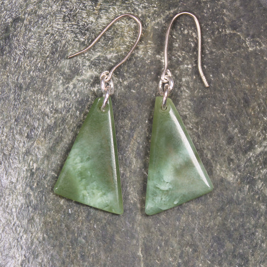 Roimata or Teardrop earrings carved from Hapopo Pounamu - NZ Greenstone