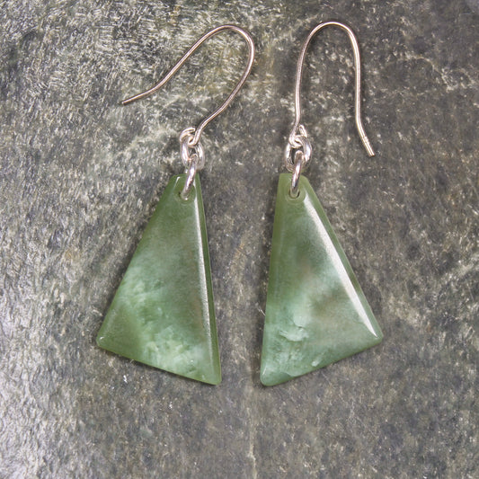 Roimata or Teardrop earrings carved from Hapopo Pounamu - NZ Greenstone