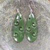 Roimata with Koru earrings carved from Hapopo Pounamu - NZ Greenstone