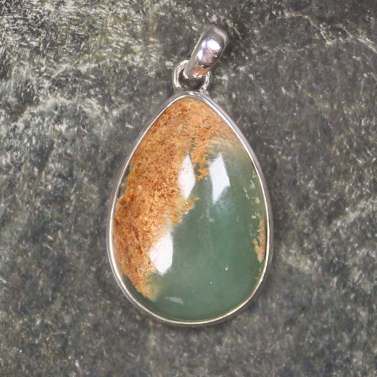 Sterling Silver Greenstone Pendant carved from Flower Jade Pounamu - NZ Greenstone