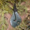 Hei Matau or Fish Hook carved from Inanga Pounamu - NZ Greenstone