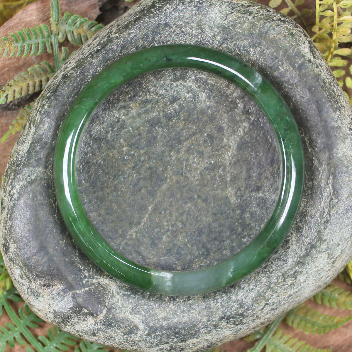 Bangle carved from Kawakawa Pounamu - NZ Greenstone