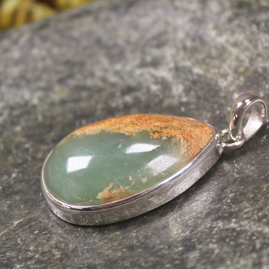 Sterling Silver Greenstone Pendant carved from Flower Jade Pounamu - NZ Greenstone