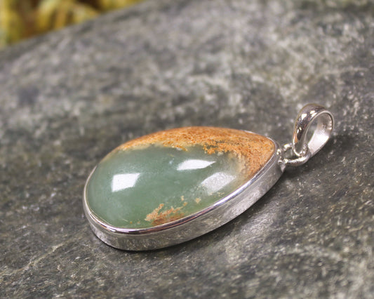 Sterling Silver Greenstone Pendant carved from Flower Jade Pounamu - NZ Greenstone