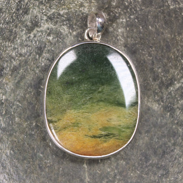 Sterling Silver Greenstone Pendant carved from Flower Jade Pounamu - NZ Greenstone