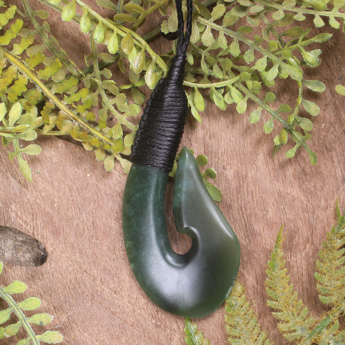 Hei Matau or Fish Hook carved from Tangiwai Pounamu - NZ Greenstone
