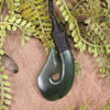 Hei Matau or Fish Hook carved from Tangiwai Pounamu - NZ Greenstone