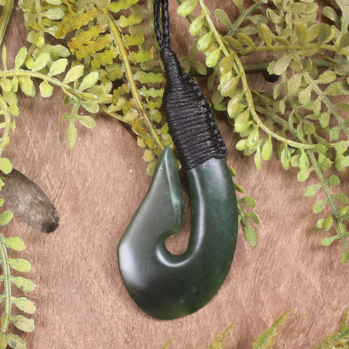 Hei Matau or Fish Hook carved from Tangiwai Pounamu - NZ Greenstone
