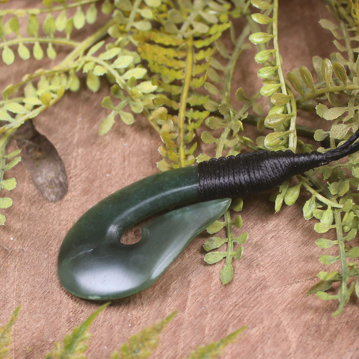 Hei Matau or Fish Hook carved from Tangiwai Pounamu - NZ Greenstone