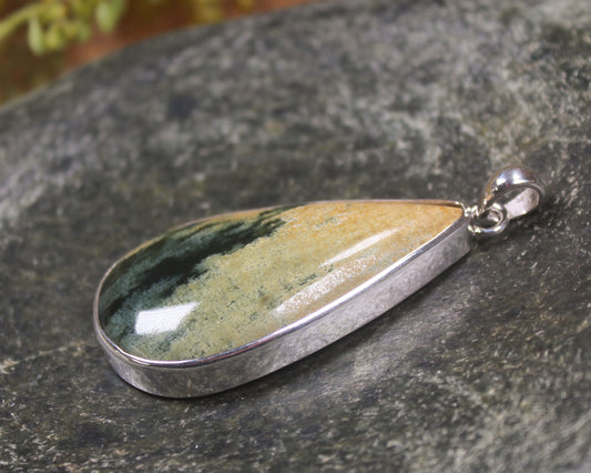 Sterling Silver Greenstone Pendant carved from Flower Jade Pounamu - NZ Greenstone