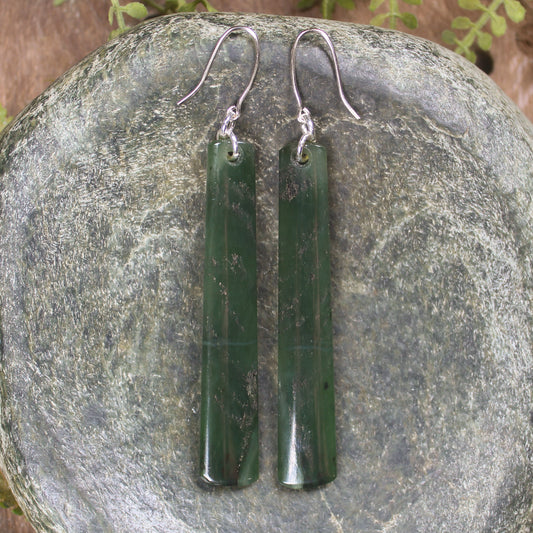 Roimata or Teardrop earrings carved from Rimu Pounamu - NZ Greenstone