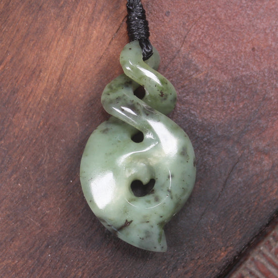 Hapopo Pounamu Koru Twist Pendant - NZ Greenstone