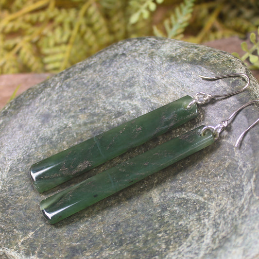 Roimata or Teardrop earrings carved from Rimu Pounamu - NZ Greenstone