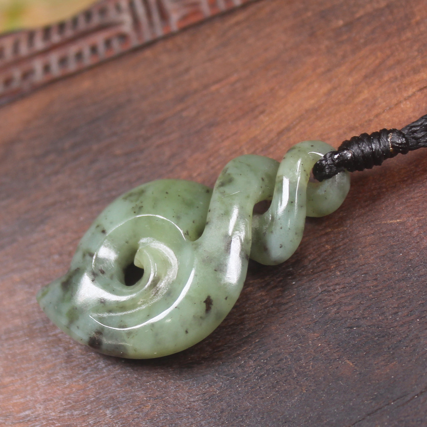 Hapopo Pounamu Koru Twist Pendant - NZ Greenstone