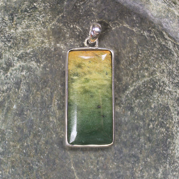 Sterling Silver Greenstone Pendant carved from Flower Jade Pounamu - NZ Greenstone