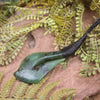 Hei Matau or Fish Hook carved from Hapopo Pounamu - NZ Greenstone