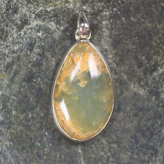 Sterling Silver Greenstone Pendant carved from Flower Jade Pounamu - NZ Greenstone