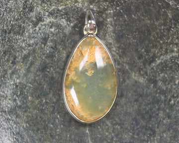 Sterling Silver Greenstone Pendant carved from Flower Jade Pounamu - NZ Greenstone