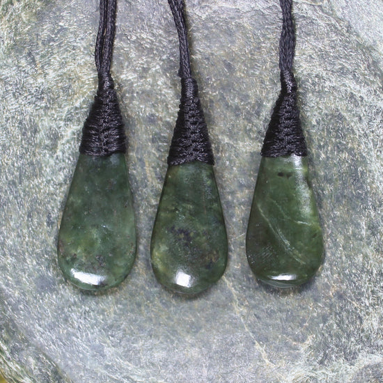 Roimata Teardrop carved from Rimu Pounamu - NZ Greenstone