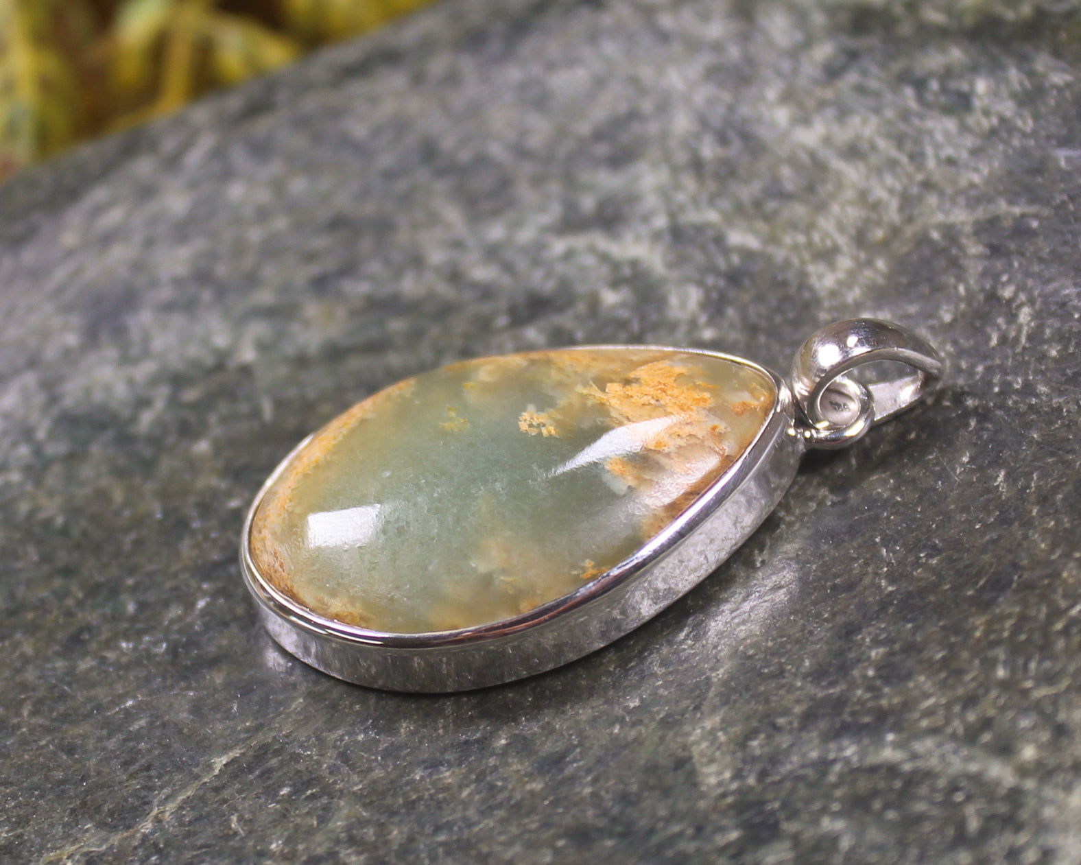 Sterling Silver Greenstone Pendant carved from Flower Jade Pounamu - NZ Greenstone