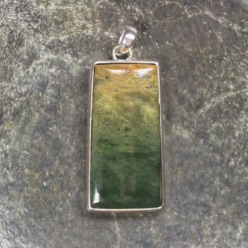Sterling Silver Greenstone Pendant carved from Flower Jade Pounamu - NZ Greenstone