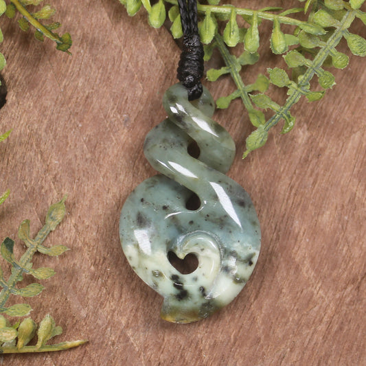 Koru Twist carved from Hapopo Pounamu - NZ Greenstone