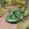 Heart with Koru carved from Hapopo Pounamu - NZ Greenstone