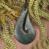 Hei Matau or Fish Hook carved from Kawakawa Pounamu - NZ Greenstone