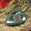 Heart with Koru carved from Hapopo Pounamu - NZ Greenstone