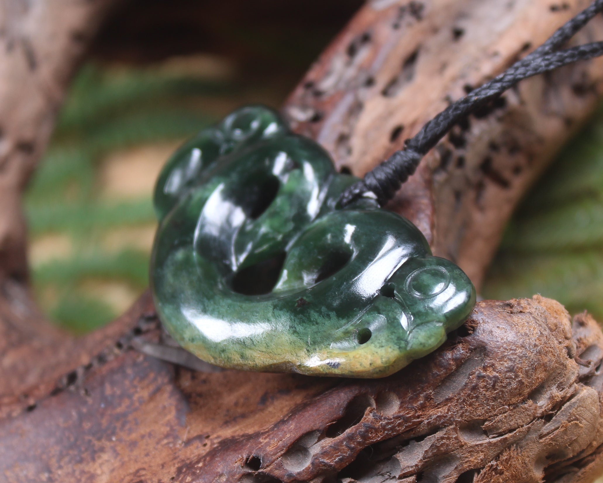 Pekapeka Pendant carved from Flower Jade Pounamu - NZ Greenstone