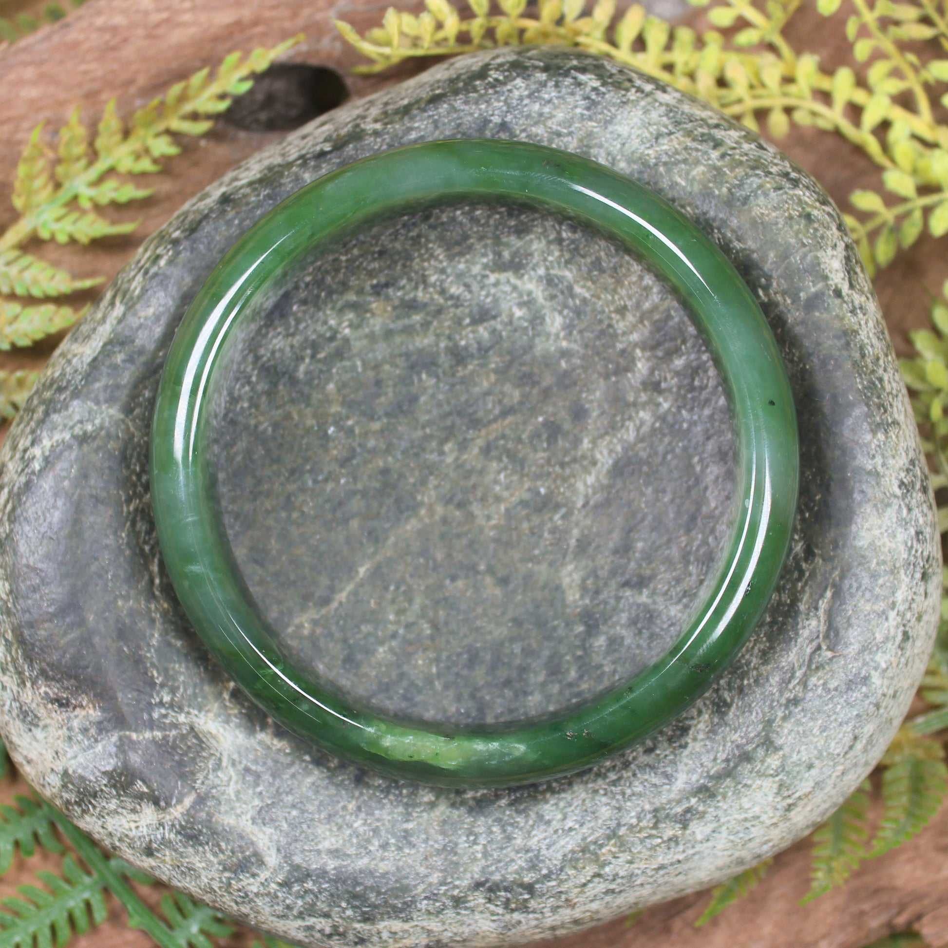 Bangle carved from Kawakawa Pounamu - NZ Greenstone