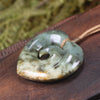 Heart with Koru carved from Flower Jade Pounamu - NZ Greenstone