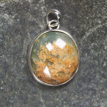 Sterling Silver Greenstone Pendant carved from Flower Jade Pounamu - NZ Greenstone