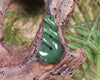 Twist or Pikorua carved from Hapopo Pounamu - NZ Greenstone