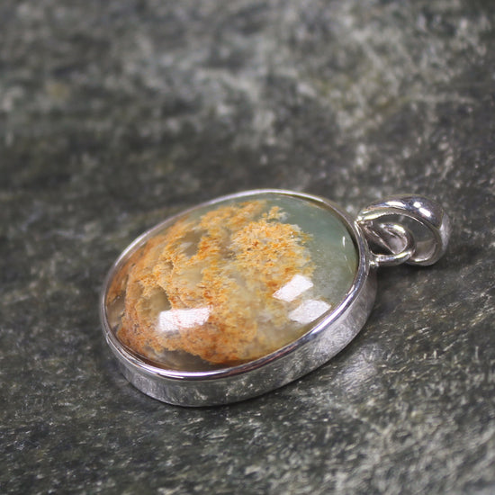 Sterling Silver Greenstone Pendant carved from Flower Jade Pounamu - NZ Greenstone