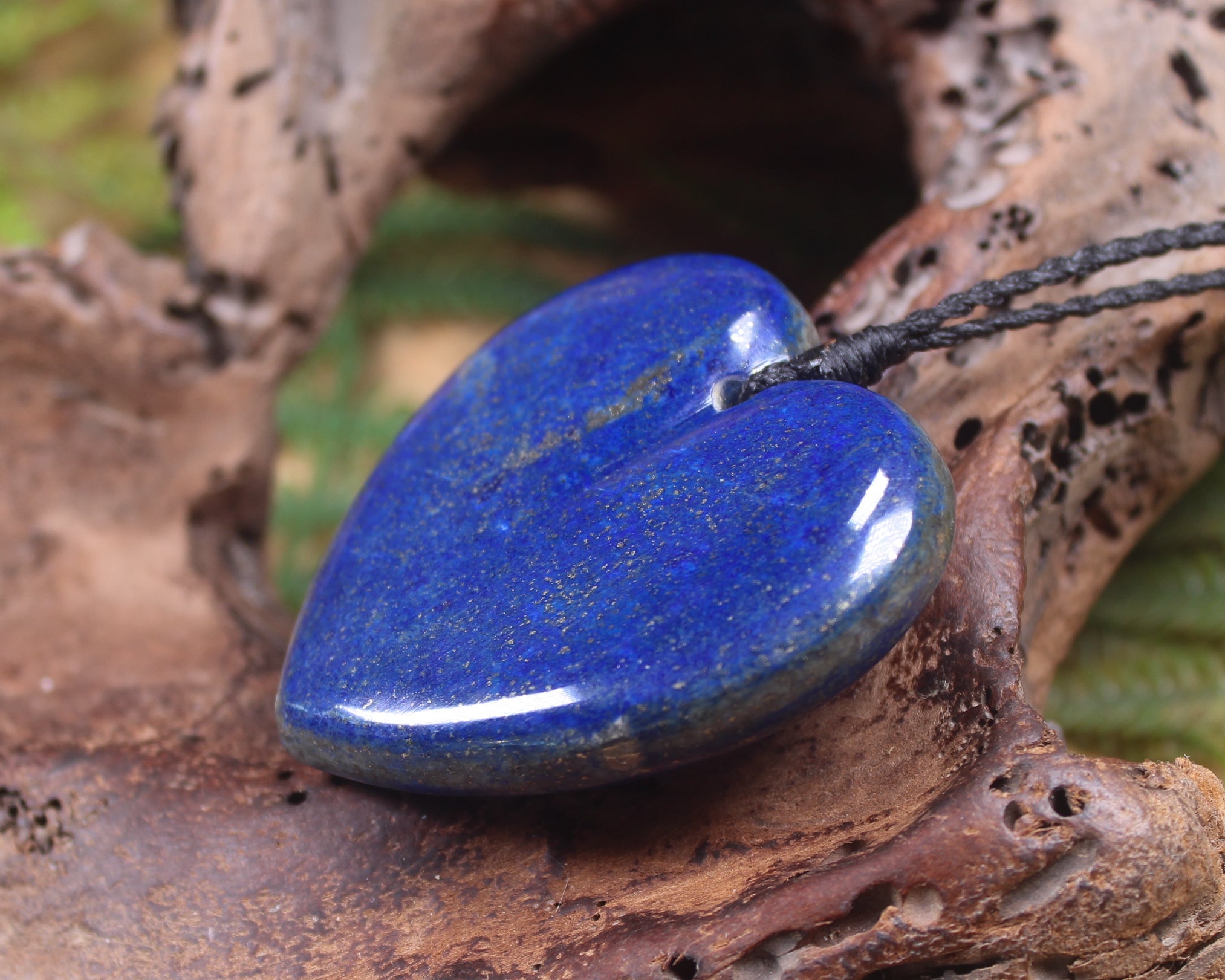 Heart Pendant carved from Lapis Lazuli