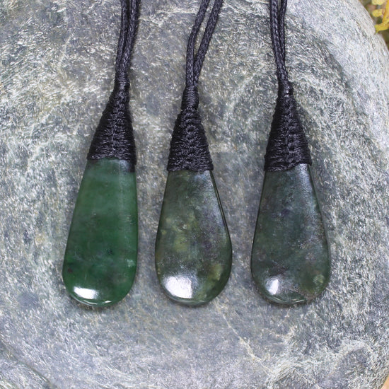 Roimata Teardrop carved from Rimu Pounamu - NZ Greenstone