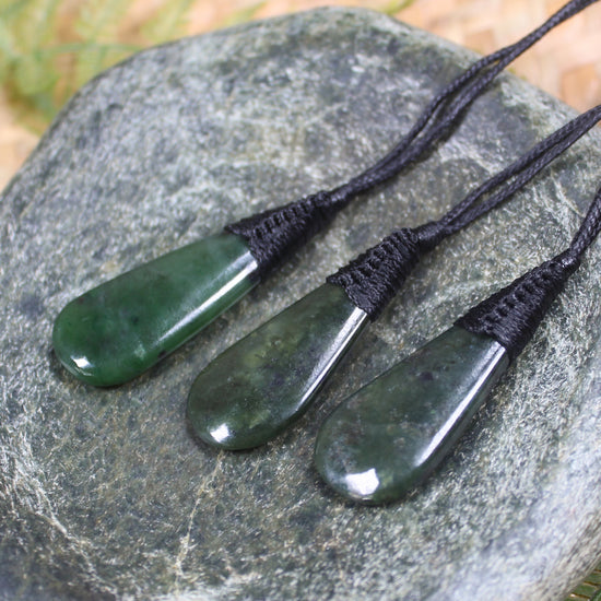 Roimata Teardrop carved from Rimu Pounamu - NZ Greenstone