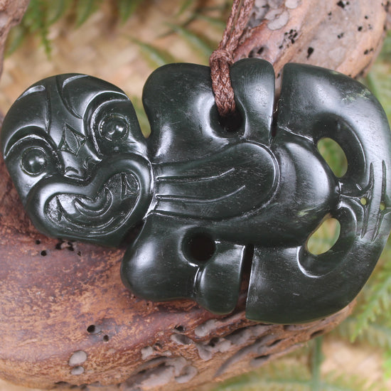 Hei Tiki carved from Kawakawa Pounamu - NZ Greenstone