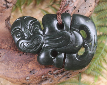 Hei Tiki carved from Kawakawa Pounamu - NZ Greenstone