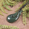 Hei Matau or Fish Hook carved from Hapopo Pounamu - NZ Greenstone