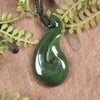 Hei Matau or Fish Hook carved from Hapopo Pounamu - NZ Greenstone