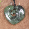 Koru Heart pendant carved from Hapopo Pounamu - NZ Greenstone