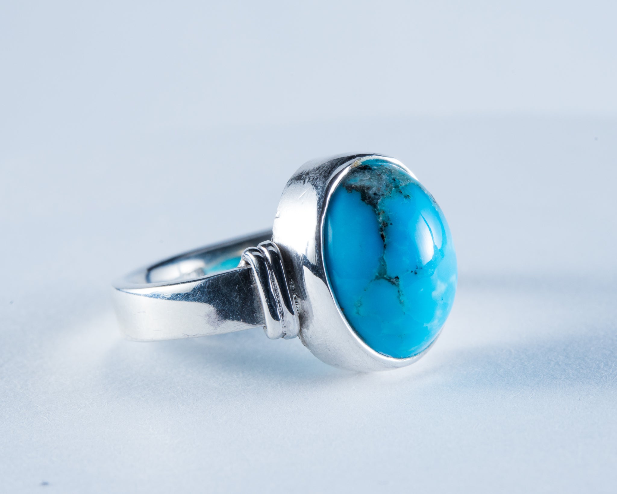 Kingman Mine Turquoise Sterling Silver Ring S7 (S595)