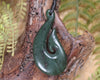 Hei Matau or Fish Hook carved from Kawakawa Pounamu - NZ Greenstone