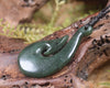 Hei Matau or Fish Hook carved from Kawakawa Pounamu - NZ Greenstone