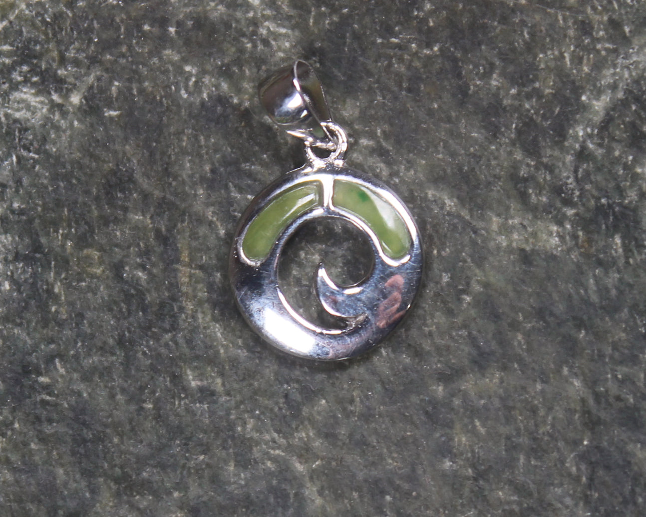 Sterling Silver and Pounamu Koru Pendant
