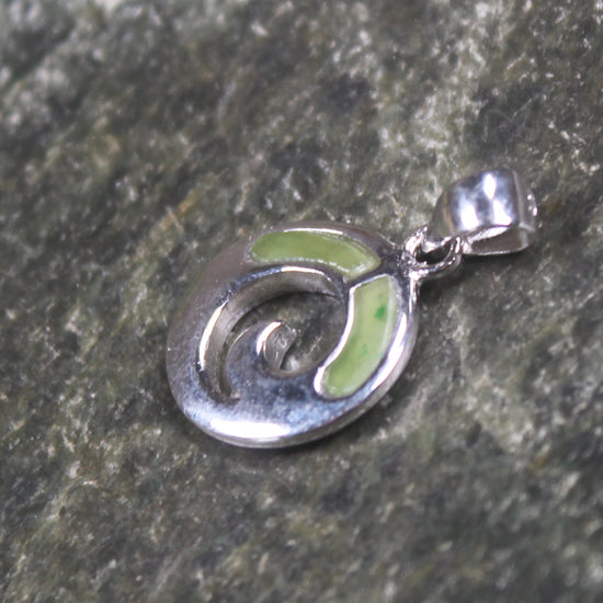 Sterling Silver and Pounamu Koru Pendant