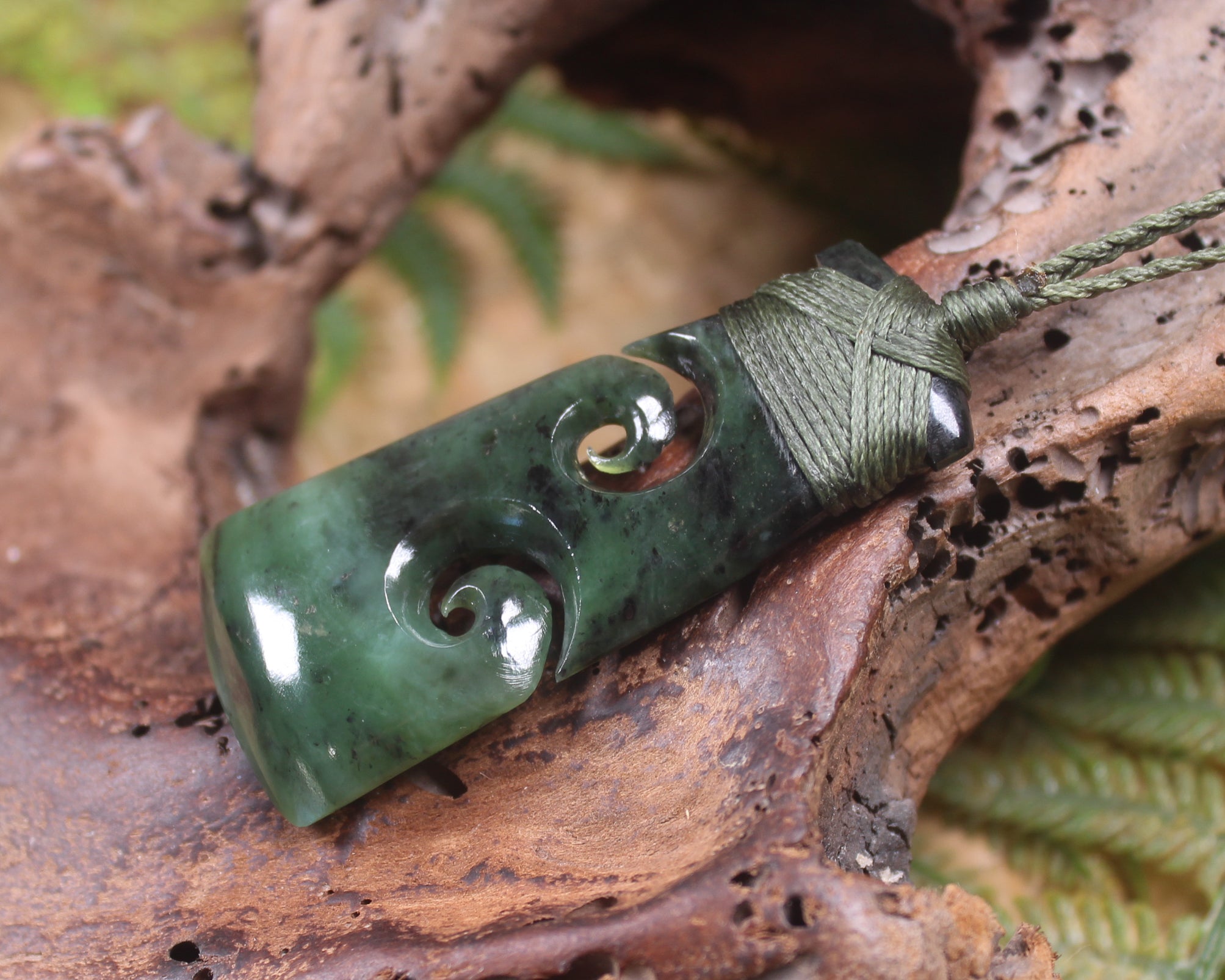 Toki or Adze with Koru Pendant carved from Rimu Pounamu - NZ Greenstone